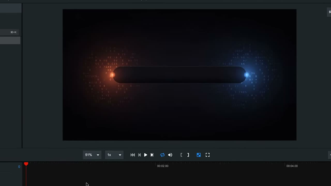 Search bar com glows orbitando no preview