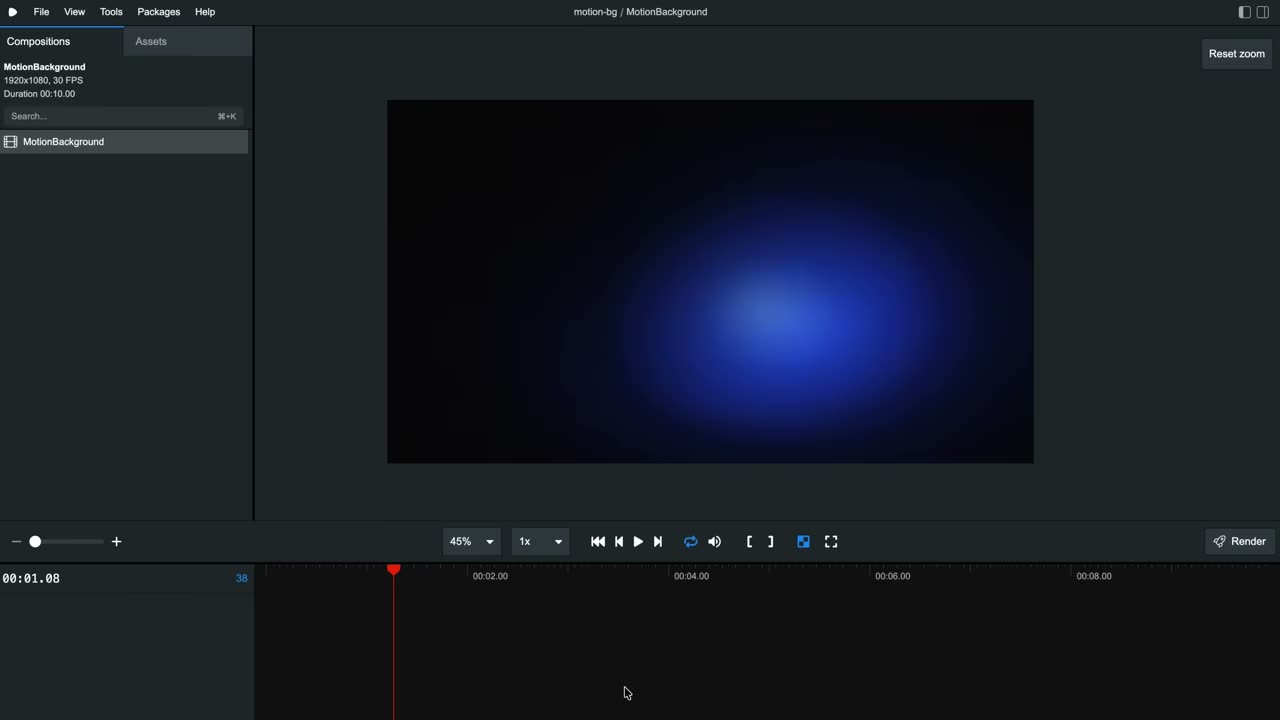 Preview do motion background no browser