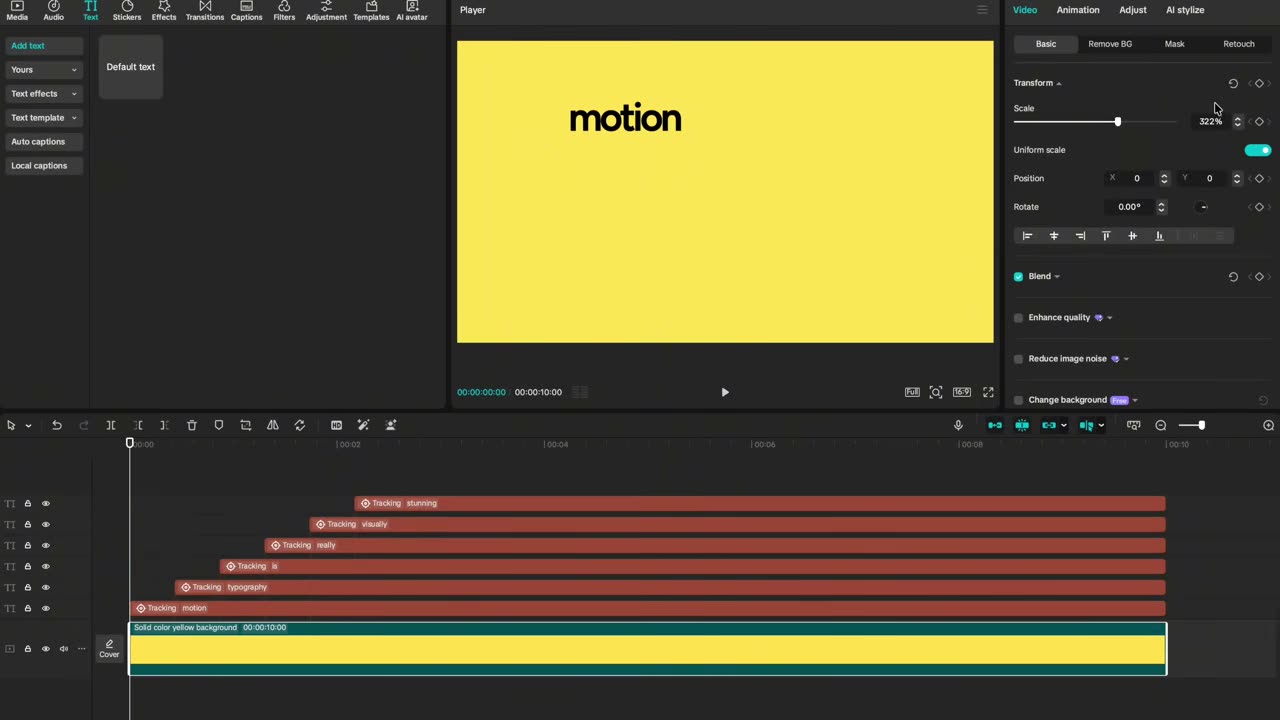 Transform Keyframe no fundo: diamante azul na timeline