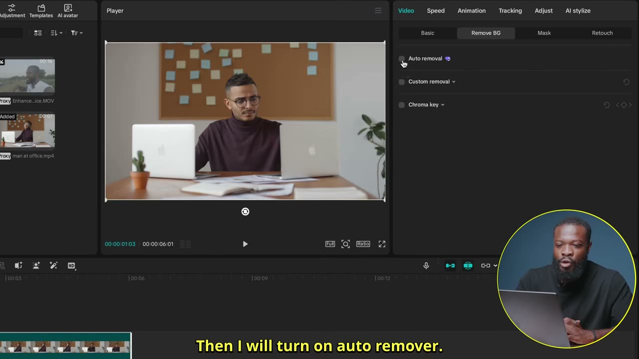Auto remover recortando o sujeito da duplicata