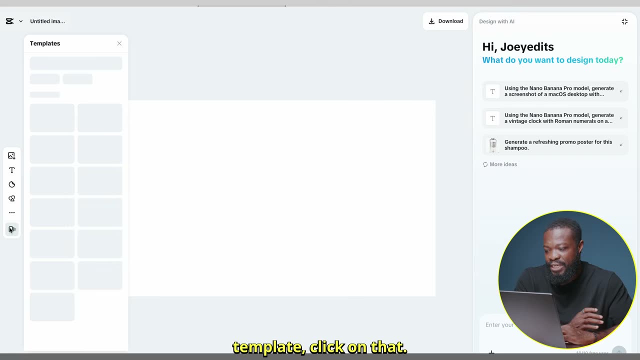 Galeria de templates do AI design