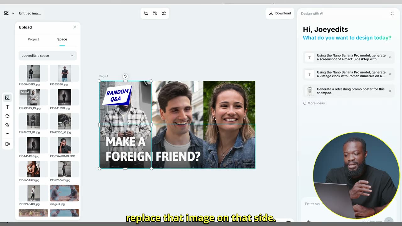Trocando a imagem do template pela sua