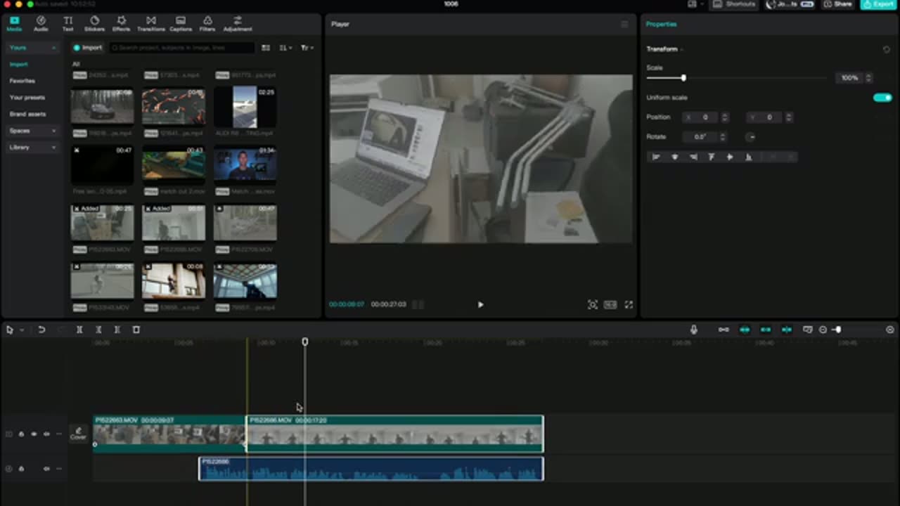 Áudio extraído entrando antes do vídeo: o J na timeline