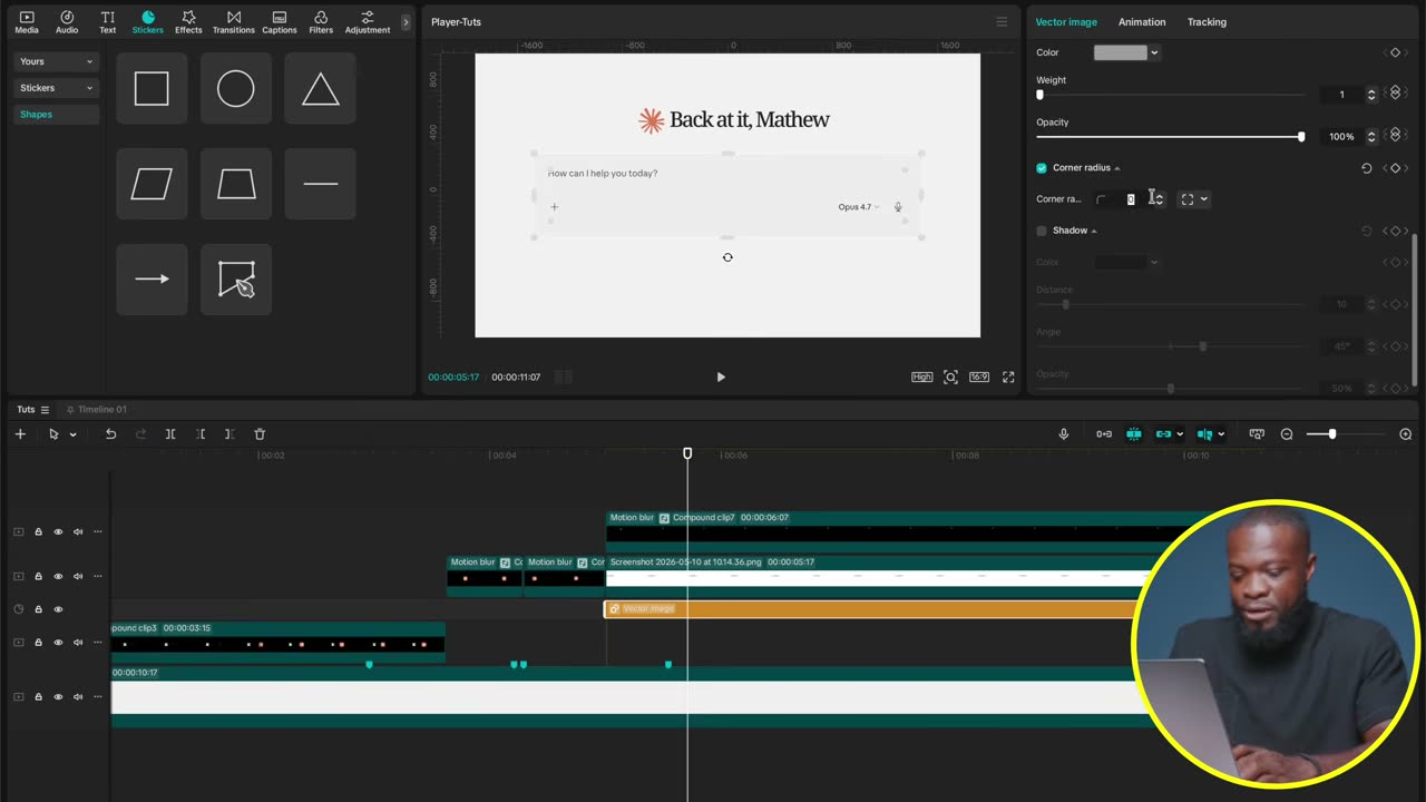 Shape virando caixa de interface: stroke + corner radius