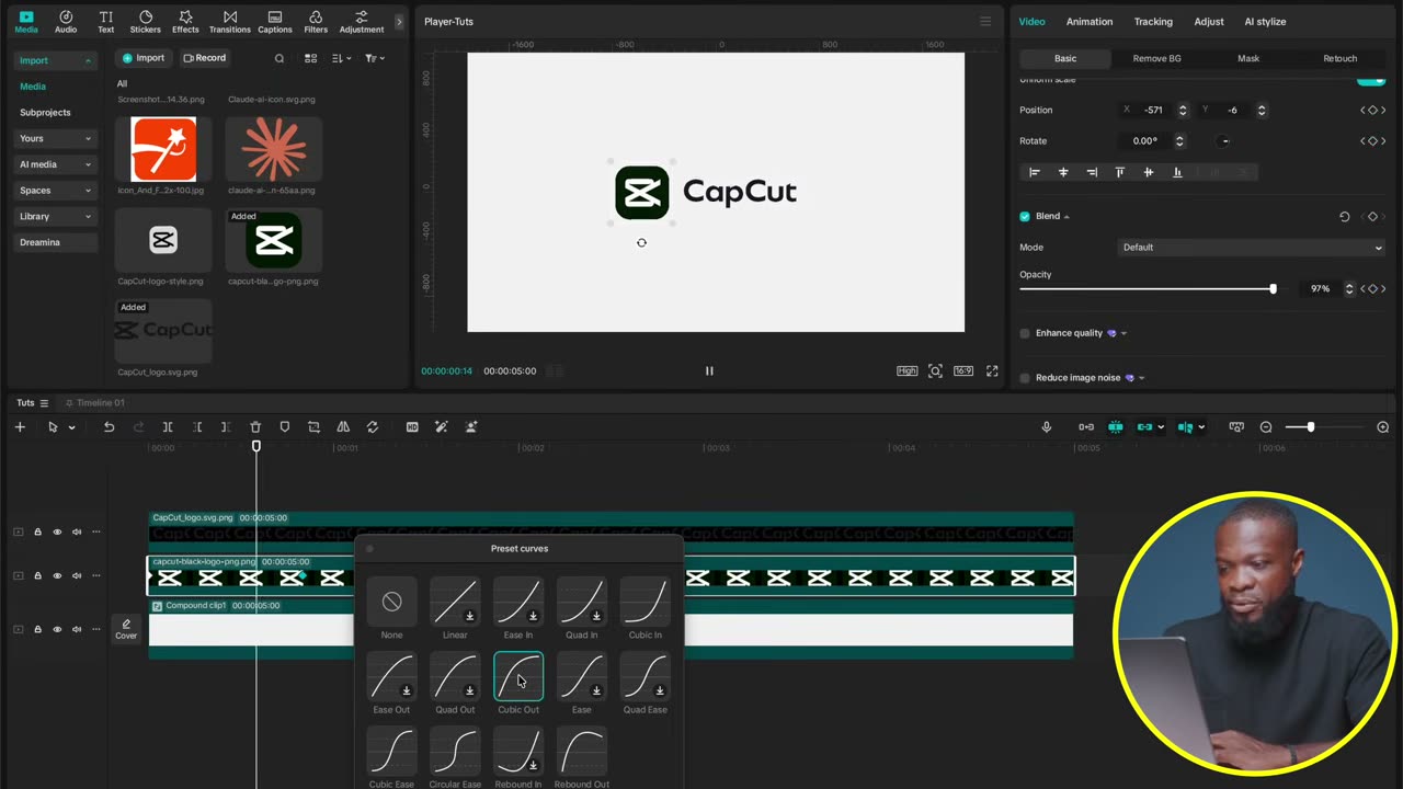 Preset cubic direto no keyframe