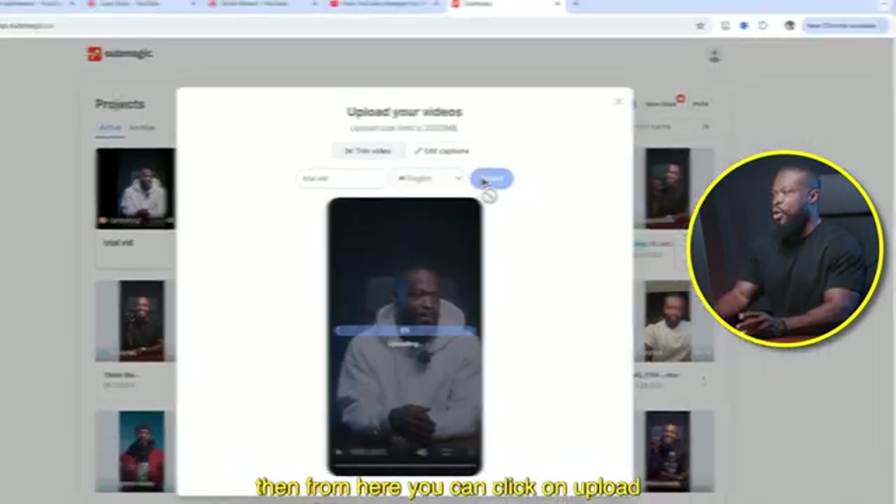 Upload com nome e idioma do vídeo