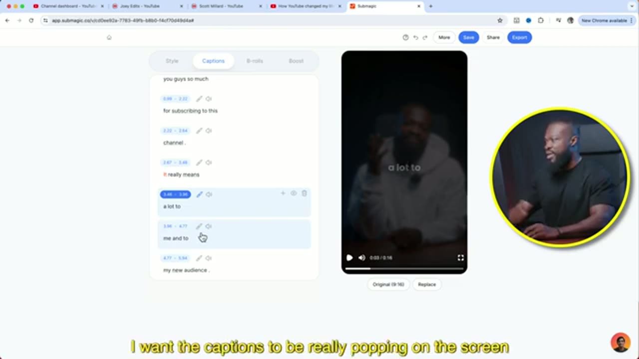 Fundo escurecido com a legenda saltando