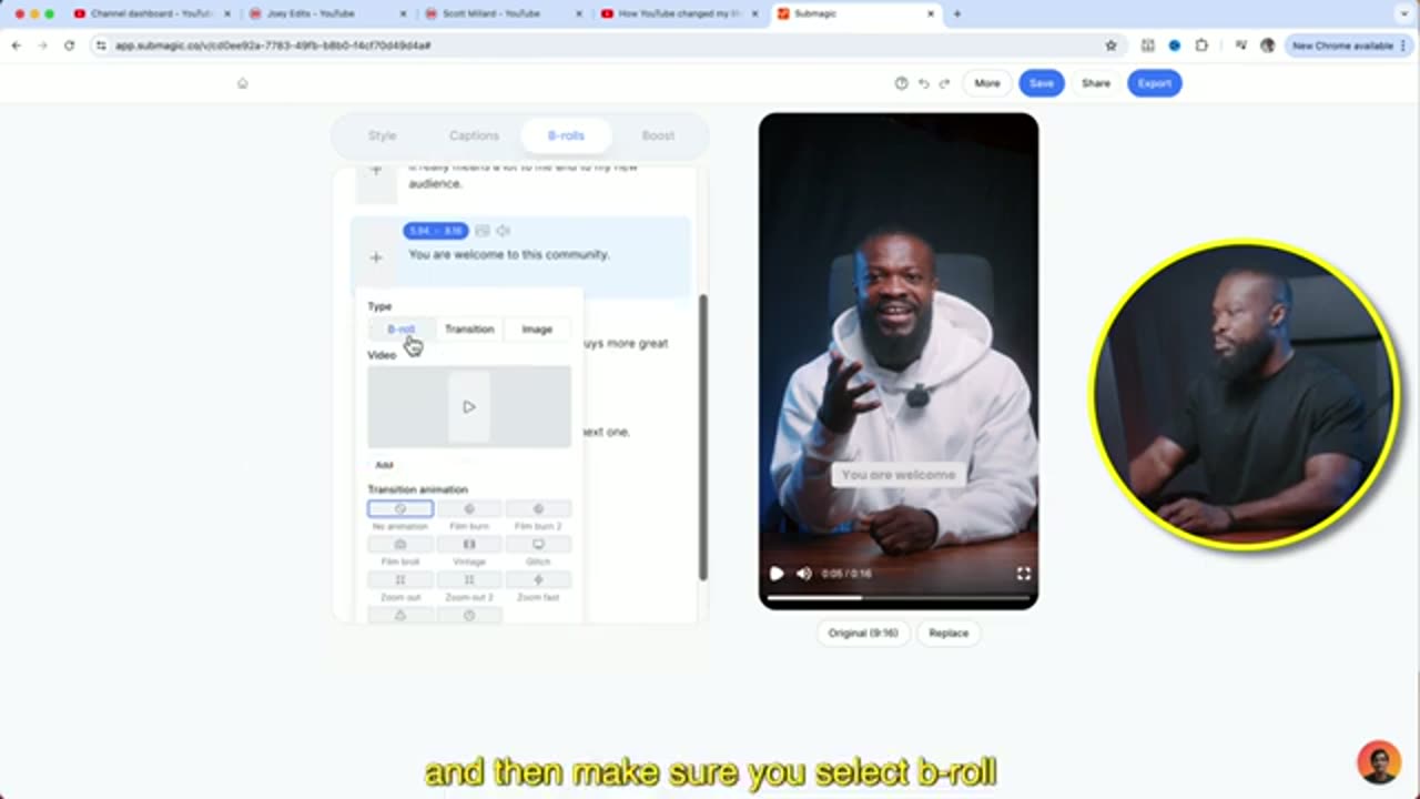 Busca de b-roll pela palavra da frase