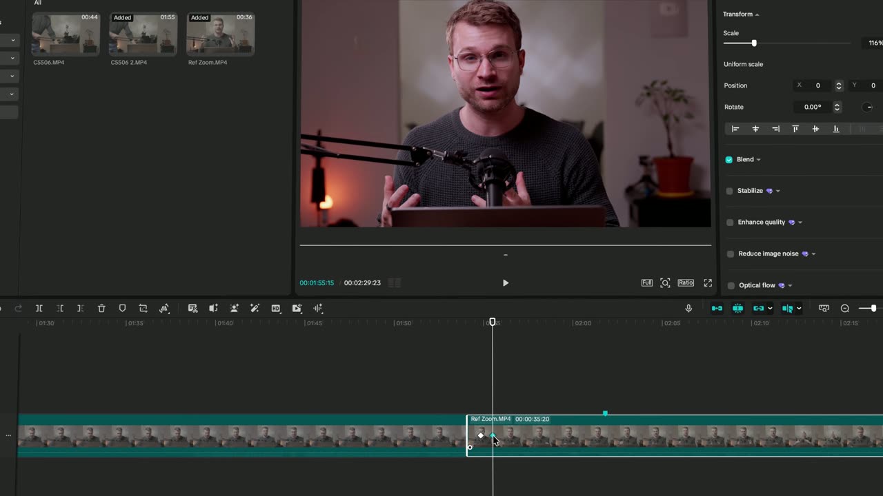 Botão direito no keyframe com a opção Easing
