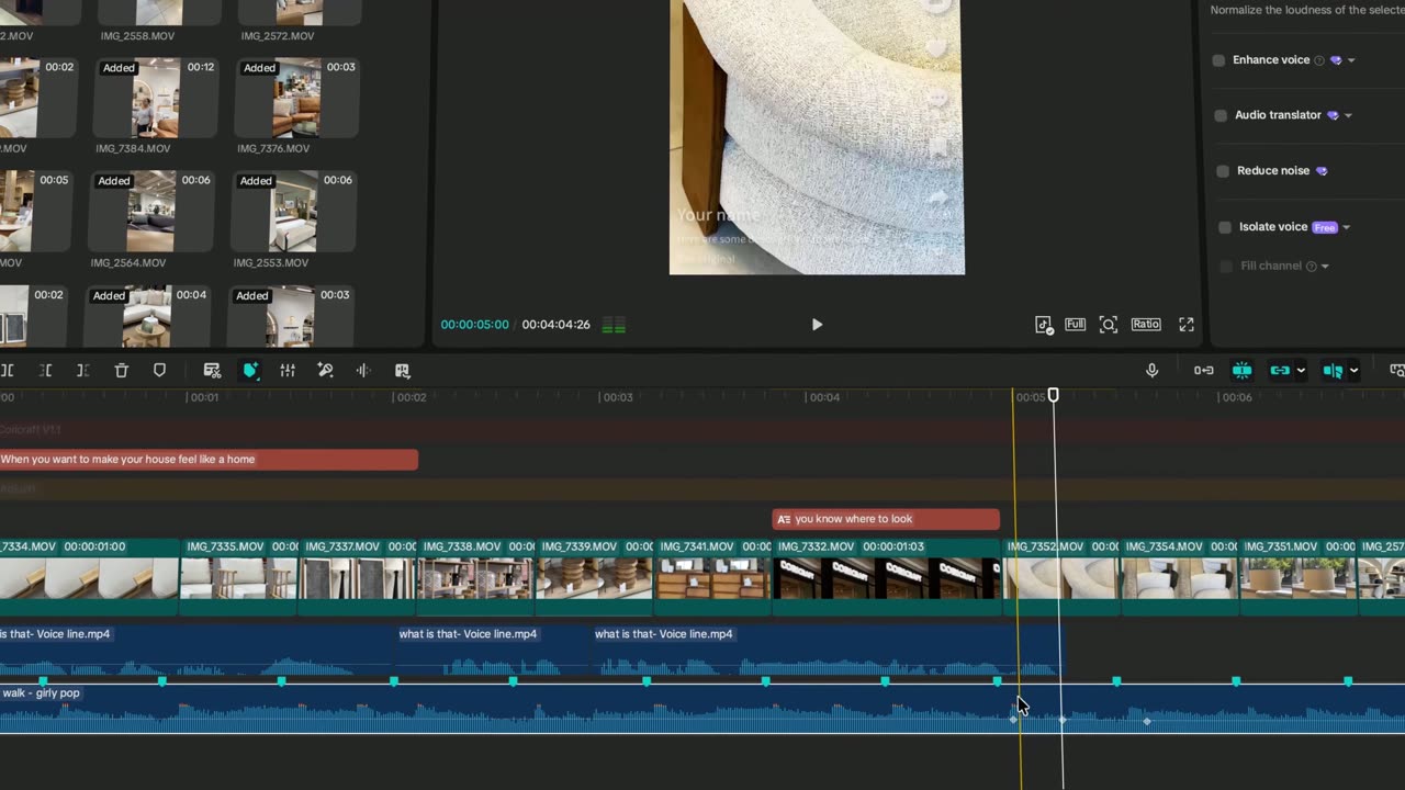 Keyframes de ducking na música sob a voz