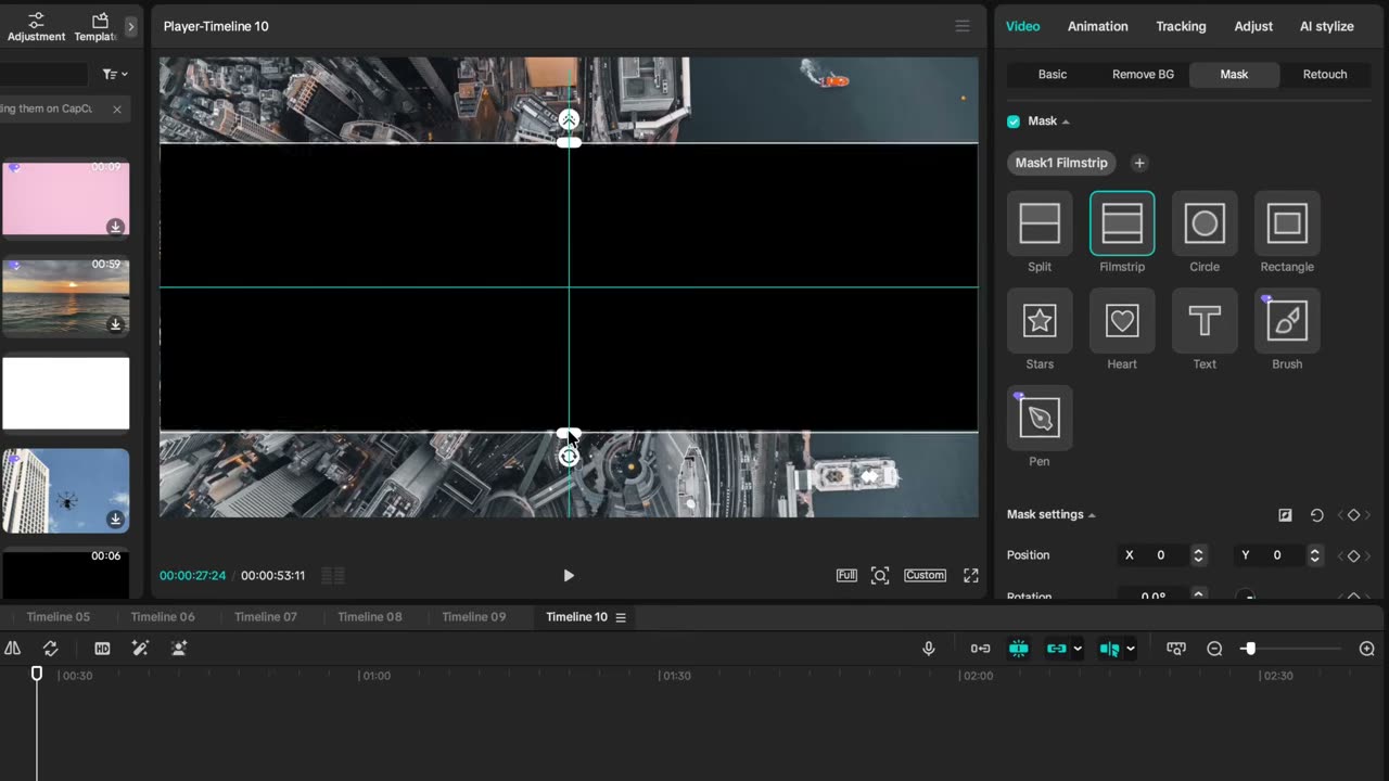 Film Strip reverse criando as barras de cinema