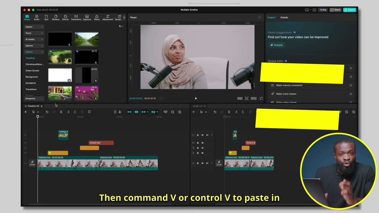 Edit copiado pra segunda timeline antes de mexer