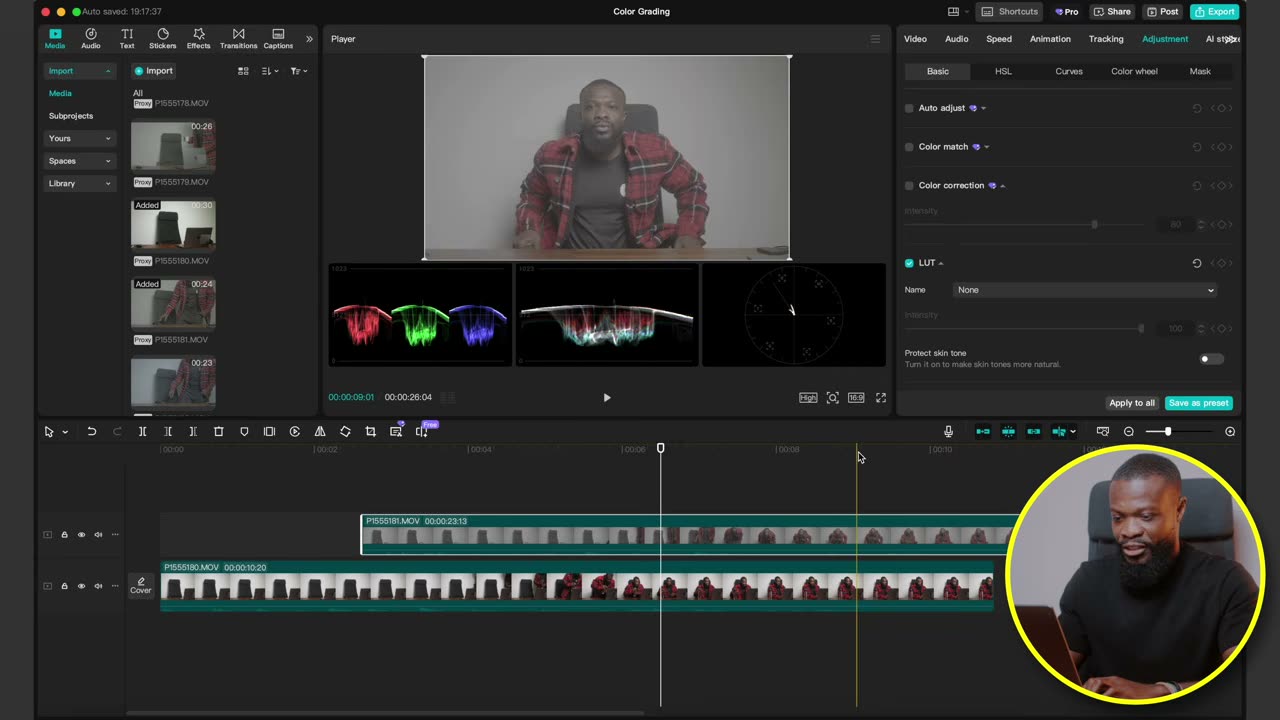 Footage log: chapado, waveform espremido no meio