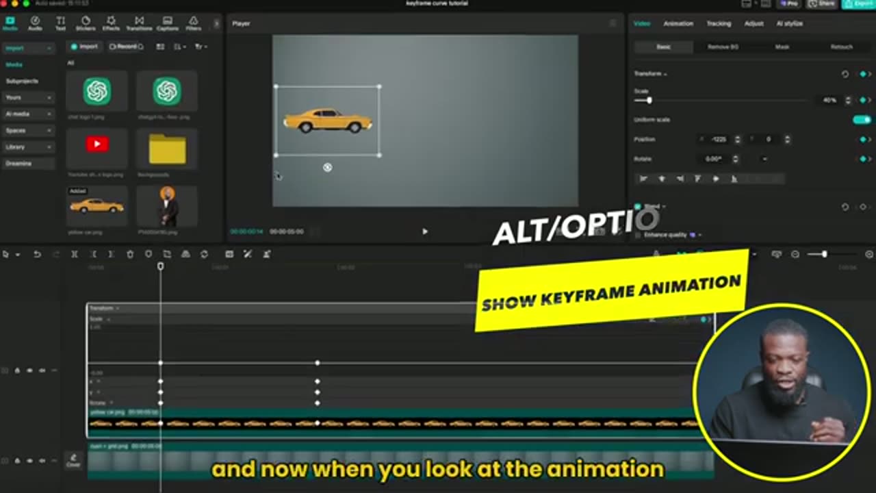 O gráfico aberto com a linha linear do parâmetro X