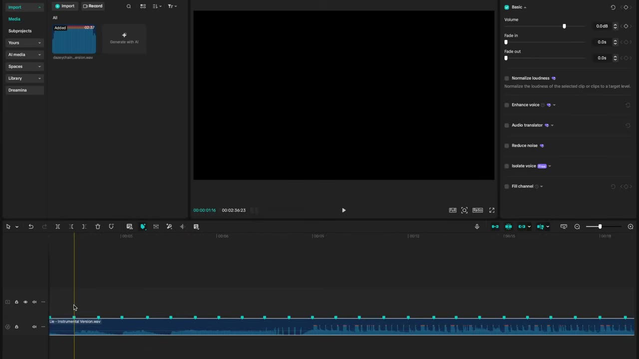 Marcadores de beat sobre o áudio na timeline