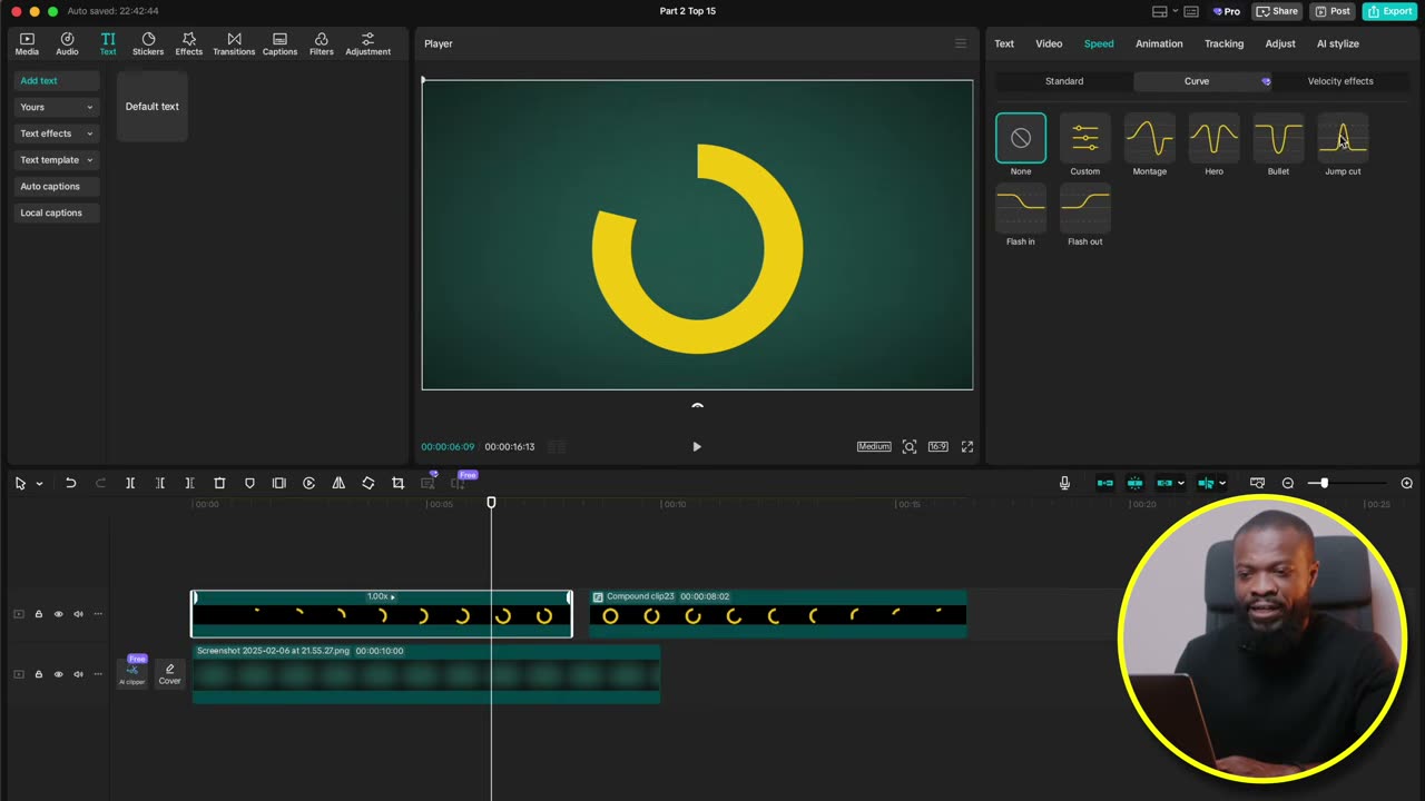 Preset Jump Cut na curva de speed